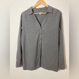 J Jill womans Large button down shirt grey long sleeve